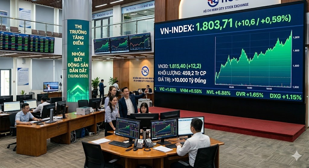 VN-Index vượt 1.800 điểm, cổ phiếu bất động sản đua nhau tăng trần
